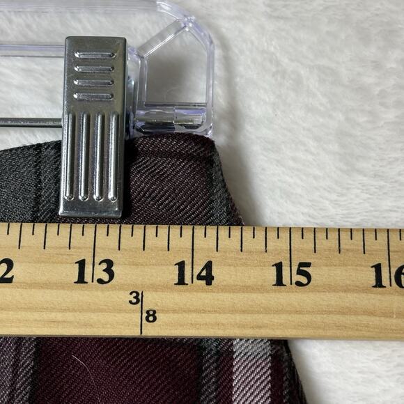 Lands End School Uniform Juniors 3 Side Pleat Skort Above Knee Burgundy Plaid - Picture 7 of 8